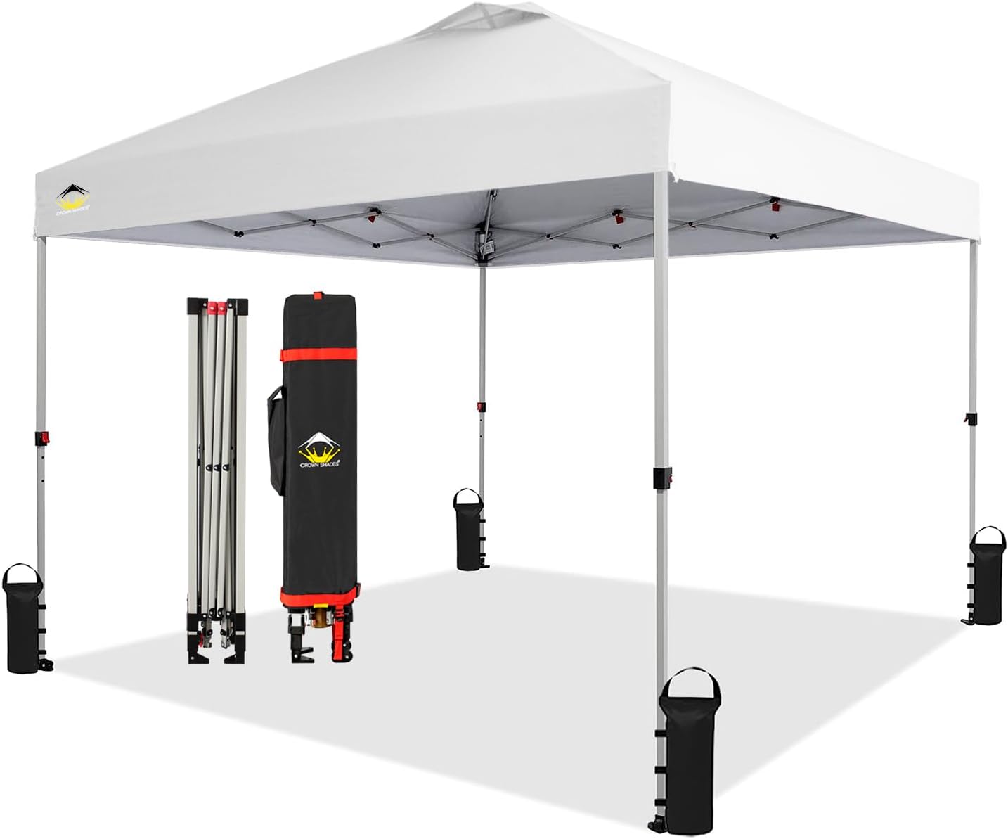 10x10 Pop-Up Awning - One-Click Installation Beach Tent - Outdoor Sunshade Silver Coated Top, 3 Heights and 4 Sand Pockets wourant