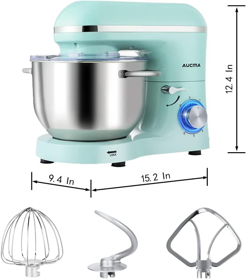 Aucma Stand Mixer,6.5-QT 660W 6-Speed Tilt-Head Food Mixer, Kitchen Electric Mixer with Dough Hook wourant