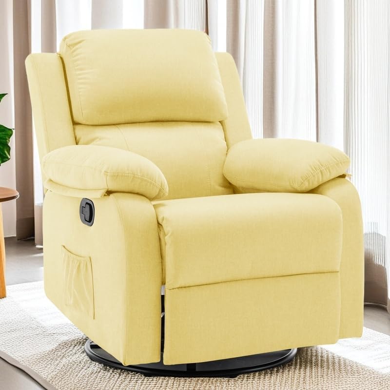 Reclining rocking chair 360 degree rotating fabric sliding reclining chair wourant