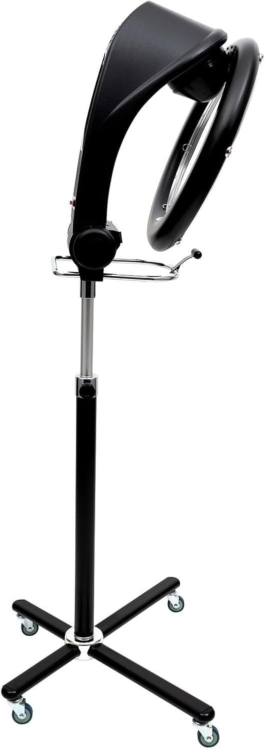 Hair Dryer, 1200W Hair Salon Color Processor Dryer with Infrared Technology, 6 Modes, 360 Efficient Heating, Adjustable Height, Rolling Base for Salon & Home Use, Quiet Care, Black wourant