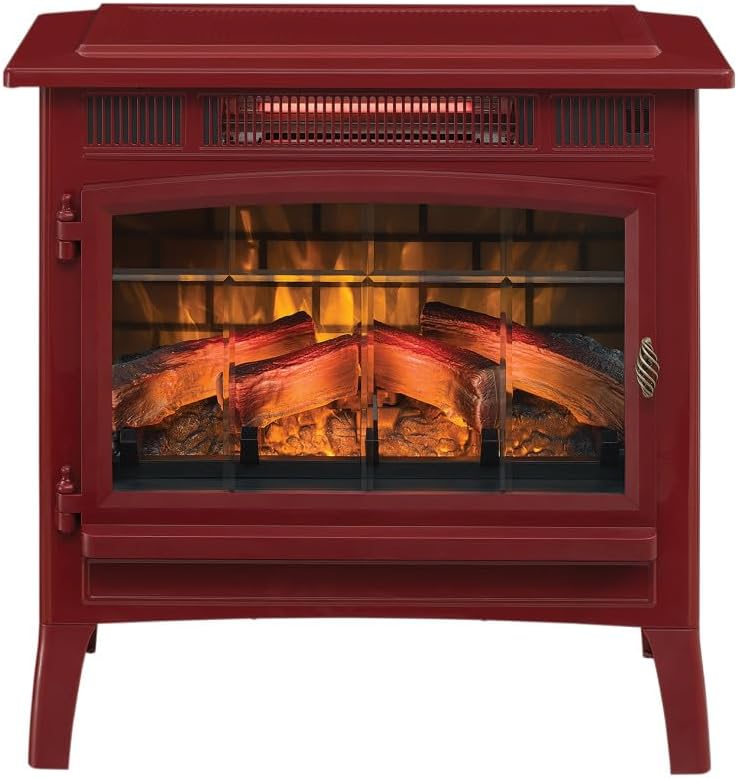 Freestanding Electric Fireplace Stove Heater with 3D Flame Effect for 1,000 Sq. Ft wourant