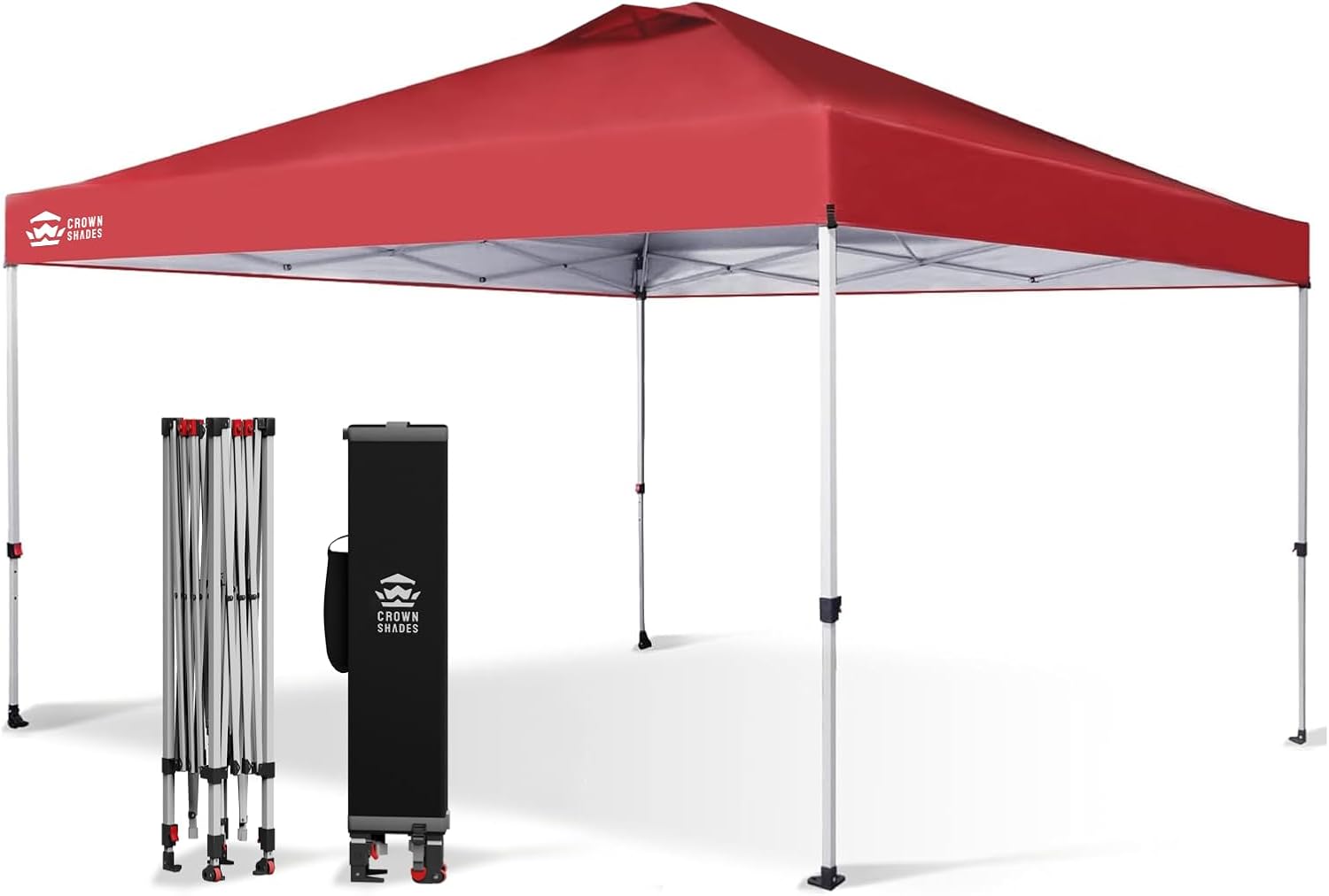 10x10 Pop-Up Awning - One-Click Installation Beach Tent - Outdoor Sunshade Silver Coated Top, 3 Heights and 4 Sand Pockets wourant