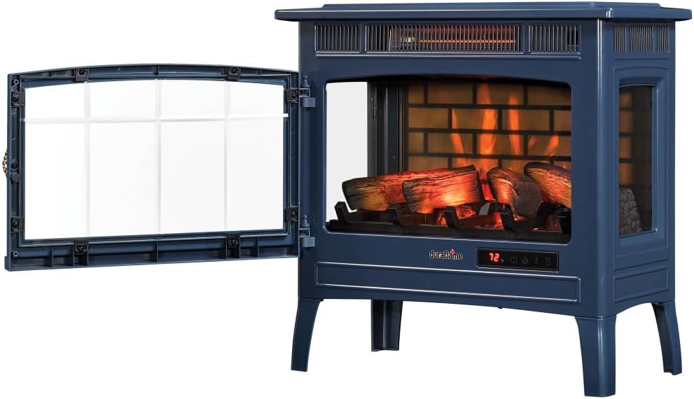 Freestanding Electric Fireplace Stove Heater with 3D Flame Effect for 1,000 Sq. Ft wourant