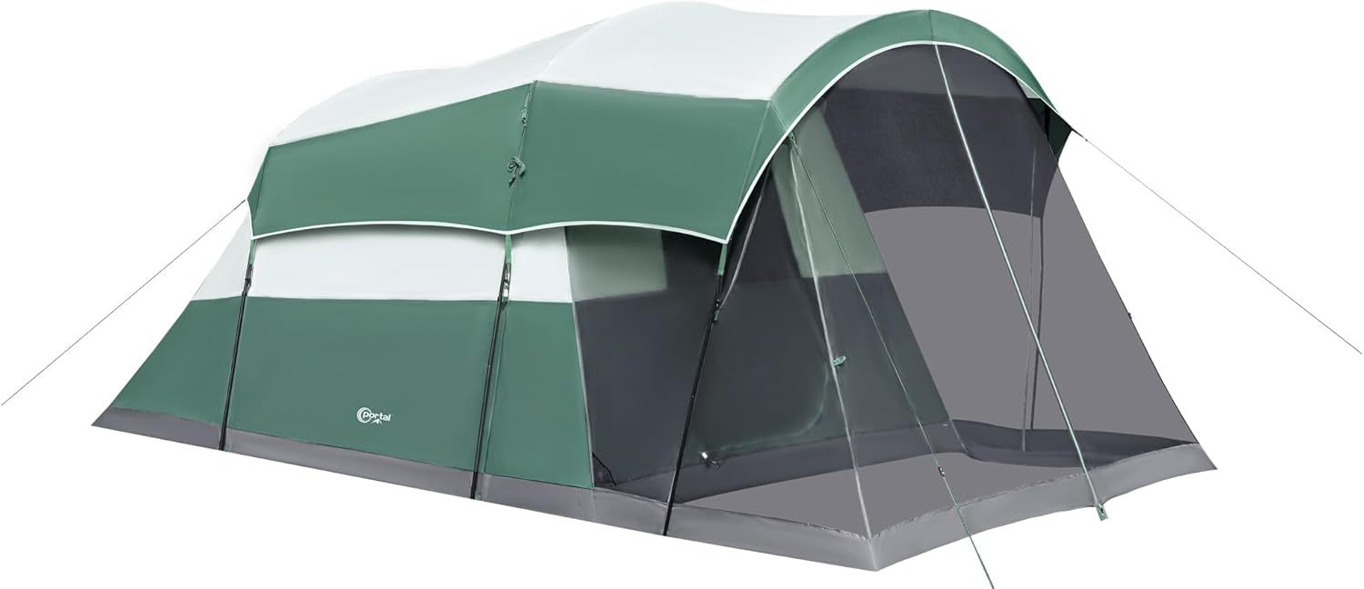 PORTAL 6/8/10 Person Family Camping Tent with Screen Room, Water Resistant Big Tunnel Tent with Rainfly, Large Family Tent for Outdoor Camping, Party wourant
