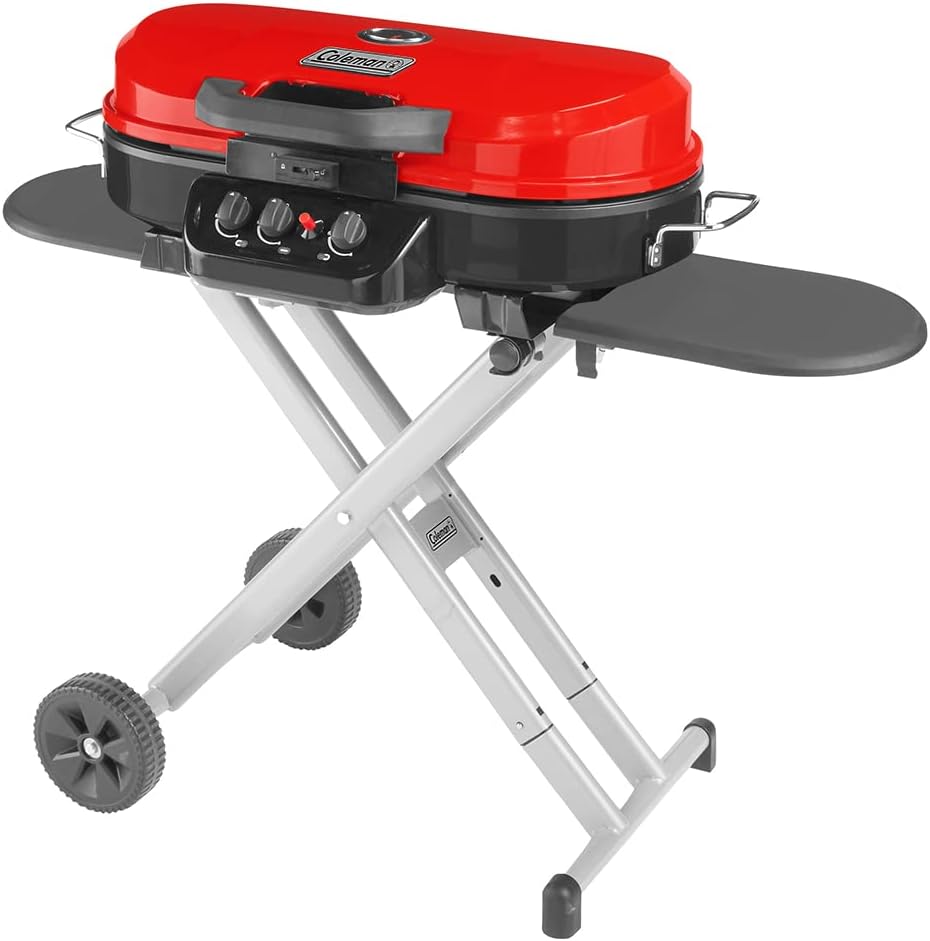 RoadTrip 285 Portable Stand-Up Propane Grill with 3 Adjustable Burners & Instastart Ignition, 20,000 BTUs of Power for Outdoor Cooking, Camping, Tailgating, Grilling, BBQs, & More wourant