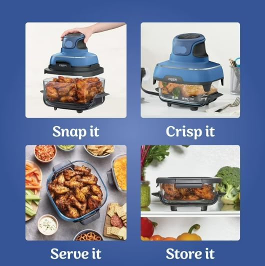 Ninja Crispi 5 in 1 Portable Glass Air Fryer Cooking System Small and large batch containers wourant