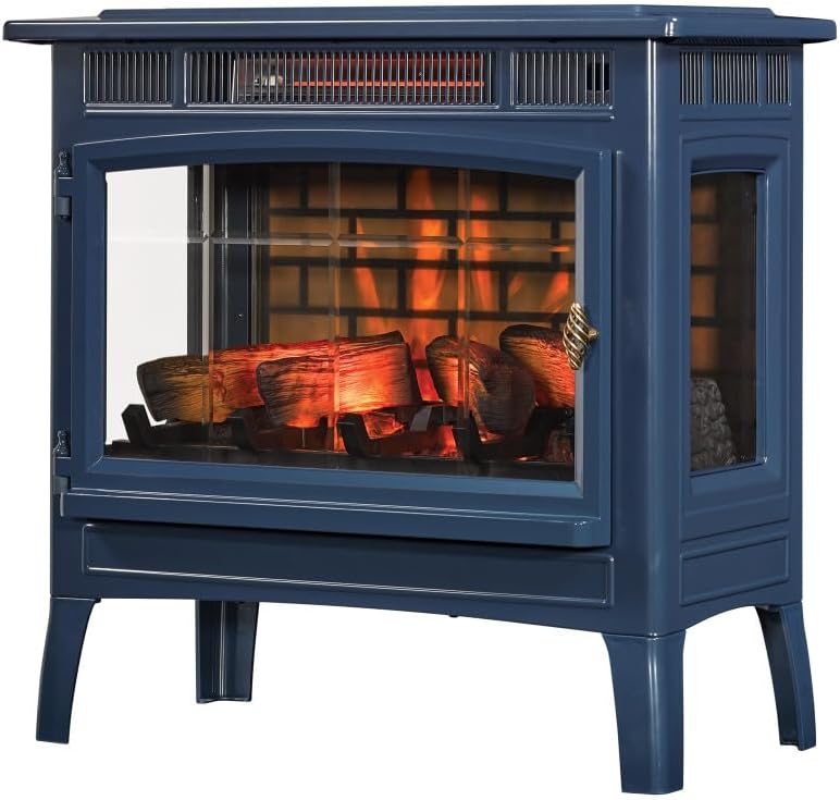 Freestanding Electric Fireplace Stove Heater with 3D Flame Effect for 1,000 Sq. Ft wourant