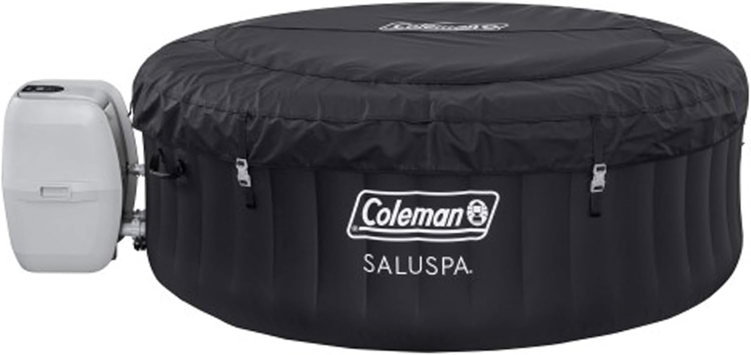 Coleman SaluSpa Miami AirJet 2 to 4 Person Round Inflatable Hot Tub Portable Outdoor Spa with 120 Soothing AirJets and Insulated Cover, Black wourant
