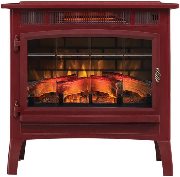 Freestanding Electric Fireplace Stove Heater with 3D Flame Effect for 1,000 Sq. Ft wourant