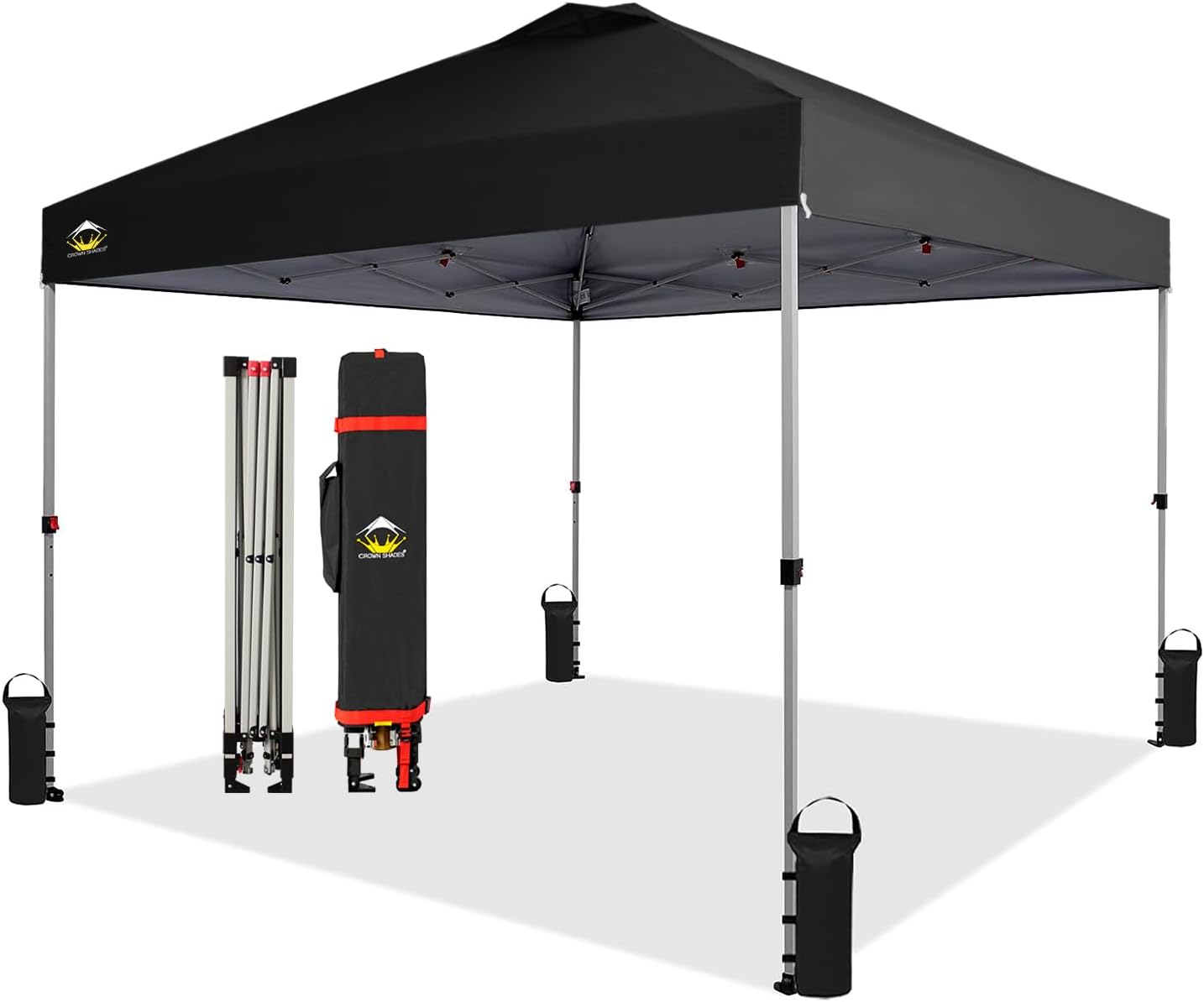 10x10 Pop-Up Awning - One-Click Installation Beach Tent - Outdoor Sunshade Silver Coated Top, 3 Heights and 4 Sand Pockets wourant