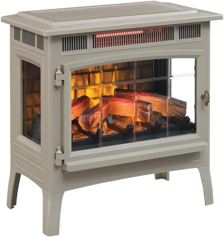 Freestanding Electric Fireplace Stove Heater with 3D Flame Effect for 1,000 Sq. Ft wourant