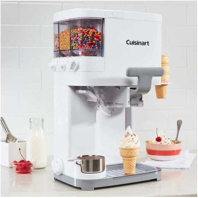 Cuisinart Soft Serve Ice Cream Machine- Mix It In Ice Cream Maker for Frozen Yogurt, Sorbet, Gelato, Drinks 1.5 Quart, White, ICE-48 wourant