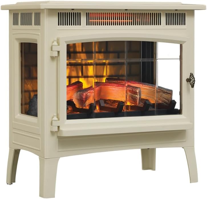 Freestanding Electric Fireplace Stove Heater with 3D Flame Effect for 1,000 Sq. Ft wourant