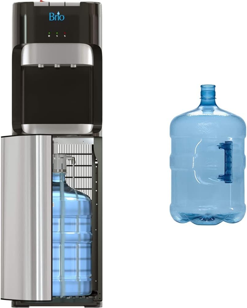 Bottom Loading Water Cooler Dispenser for 5 Gallon Bottles - 3 Temperatures with Hot, Room & Cold Spouts, Child Safety Lock, LED Display with Empty Bottle Alert, Stainless Steel wourant