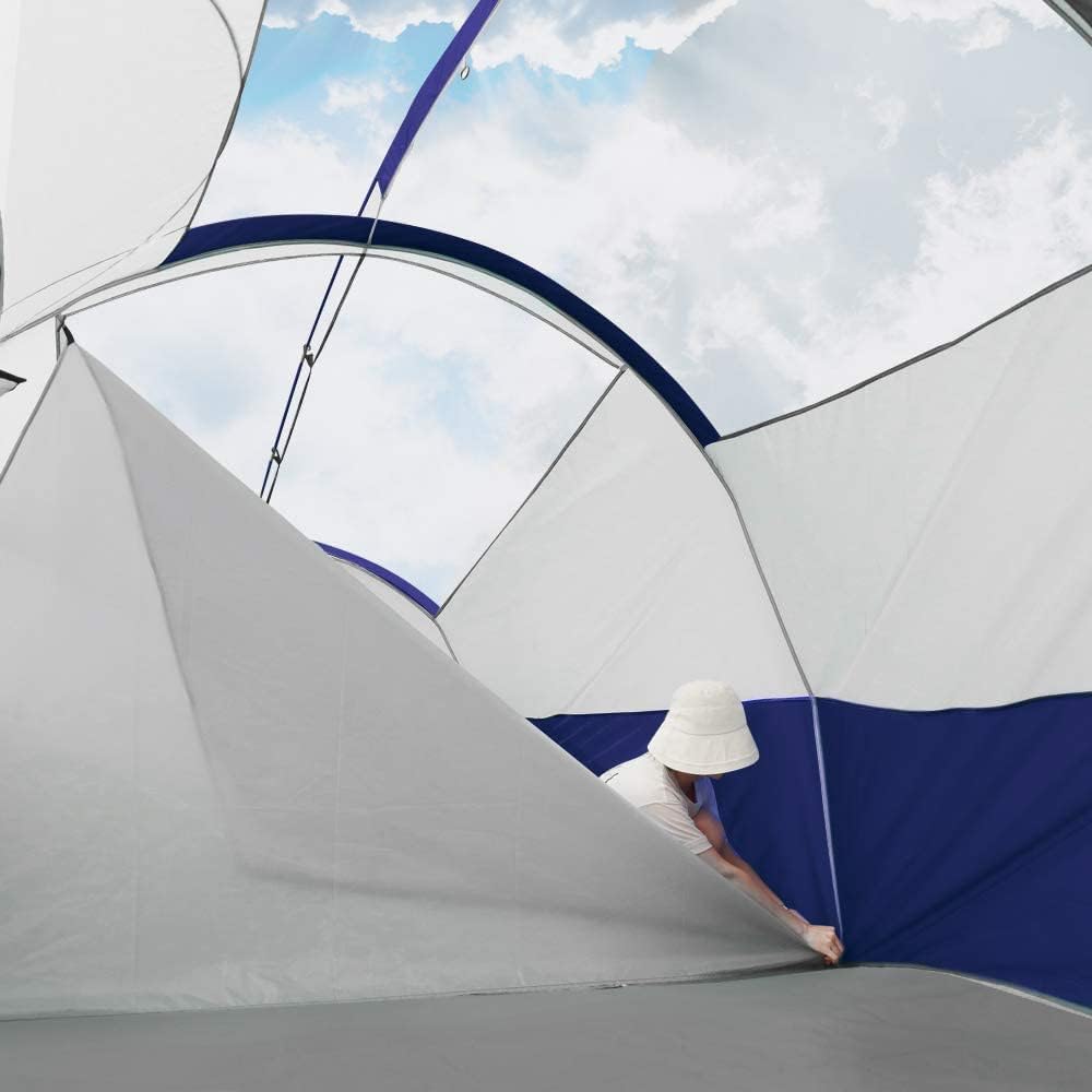 CAMPROS CP Tent 12-Person-Camping-Tents,3 Room Family Tents,Waterproof Windproof Family Tent with Top Rainfly,6 Large Mesh Windows,Double Layer,Easy Set Up, Portable with Carry Bag-20' x 9' x 72"(H) wourant