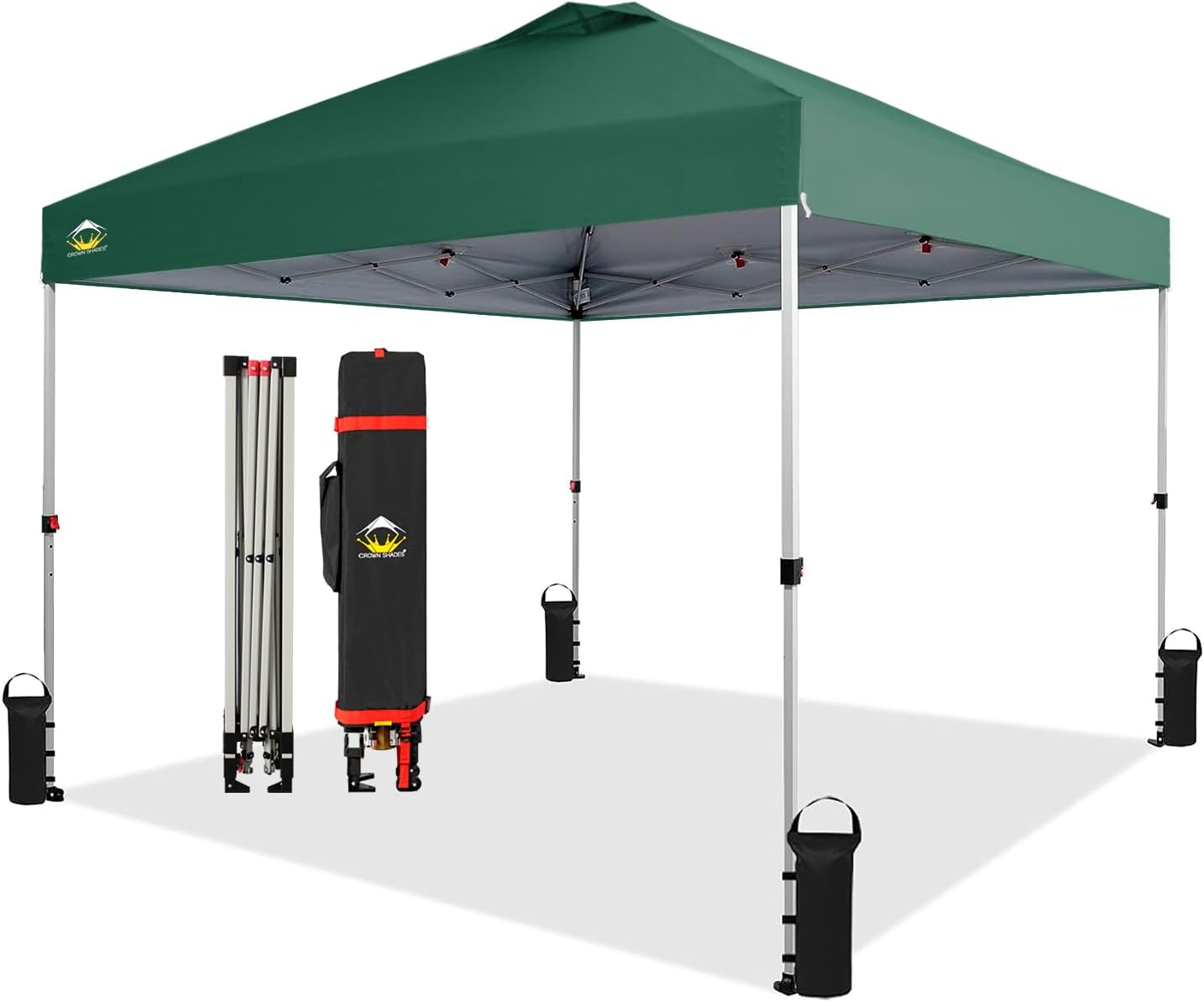 10x10 Pop-Up Awning - One-Click Installation Beach Tent - Outdoor Sunshade Silver Coated Top, 3 Heights and 4 Sand Pockets wourant