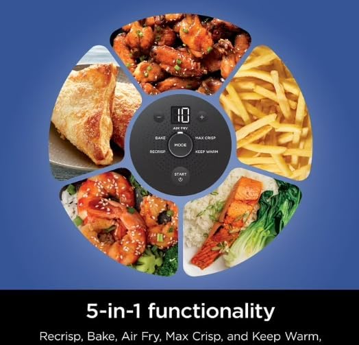 Ninja Crispi 5 in 1 Portable Glass Air Fryer Cooking System Small and large batch containers wourant