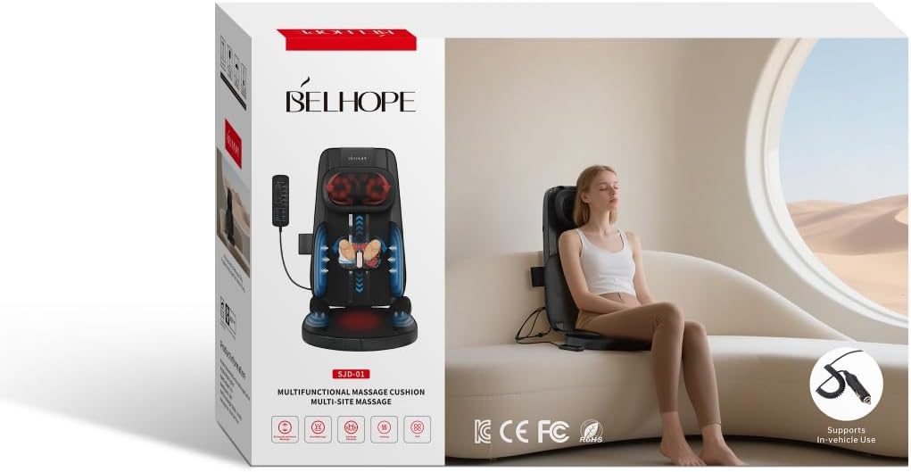 4D Kneading Back Massager Comfortable Chair Back Massager, Home Office Shiatsu Neck Massager Christmas Gift for Men and Women Parents wourant