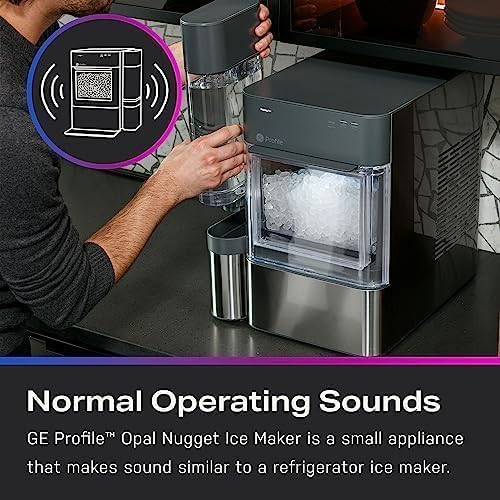 GE Profile Opal 2.0 XL with 1 Gallon Tank, Chewable Crunchable Countertop Nugget Ice Maker, Scoop included, 38 lbs in 24 hours, Pellet Ice Machine with WiFi & Smart Connected, Stainless Steel wourant