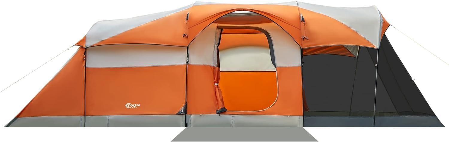 PORTAL 6/8/10 Person Family Camping Tent with Screen Room, Water Resistant Big Tunnel Tent with Rainfly, Large Family Tent for Outdoor Camping, Party wourant