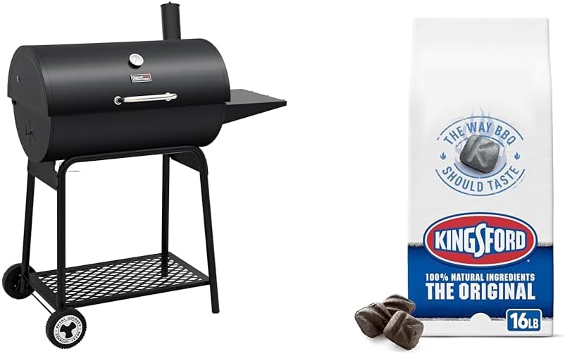 Royal Gourmet CC1830 30 Inch Barrel Charcoal Grill with Side Table, Outdoor BBQ Grill with 627 Sq. In. Cooking Space for Backyard, Patio and Parties, Black wourant