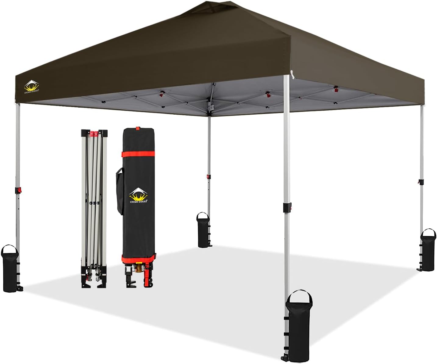 10x10 Pop-Up Awning - One-Click Installation Beach Tent - Outdoor Sunshade Silver Coated Top, 3 Heights and 4 Sand Pockets wourant