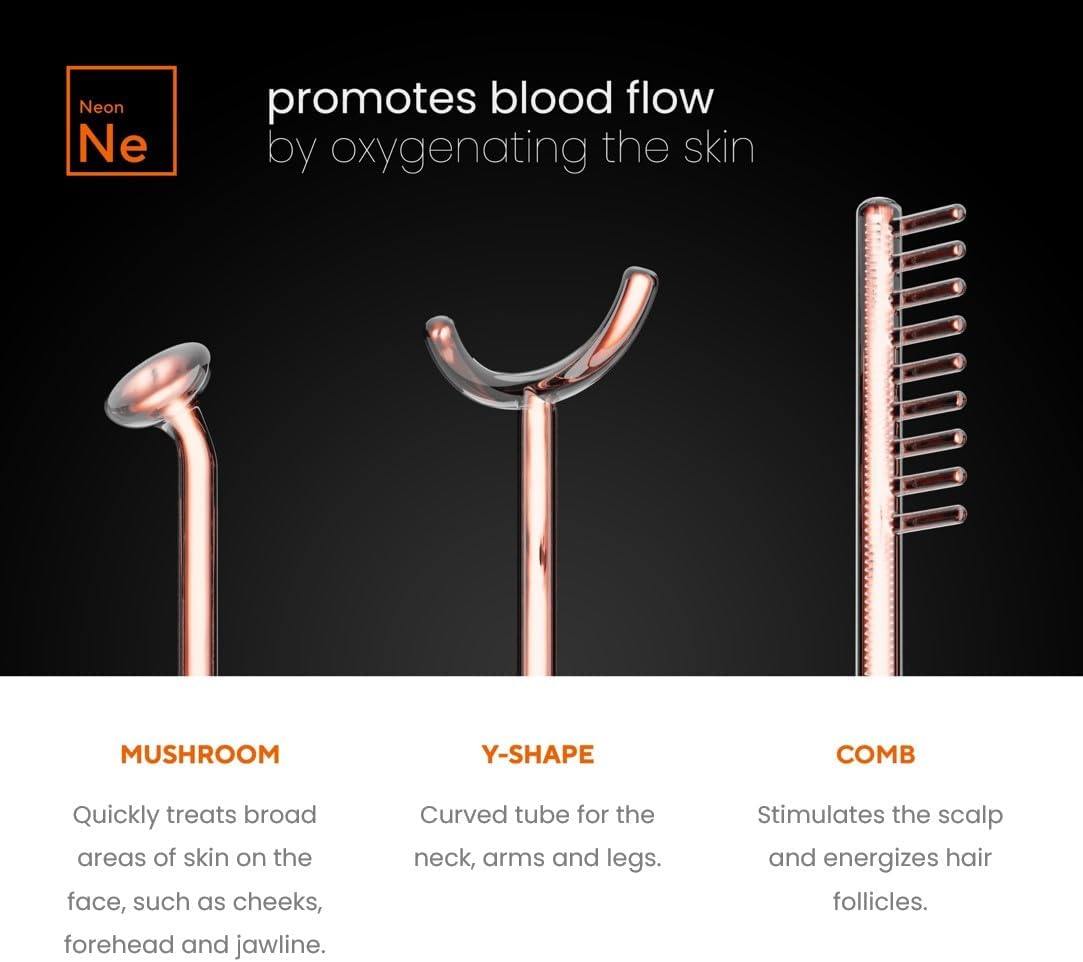NuDerma Professional Skin Therapy Wand - Portable Skin Therapy Machine with 6 Neon wourant
