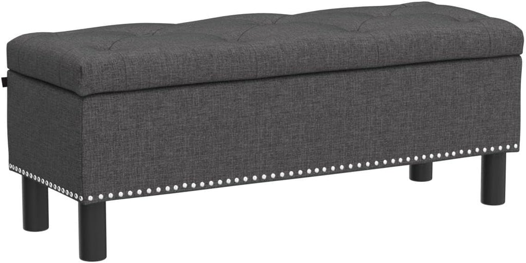 Furniliving Modern Storage Ottoman Bench, Sherpa Ottoman End of Bed Bench with Solid Wood Legs Upholstered Ottoman Benches with Storage Indoor Bench wourant