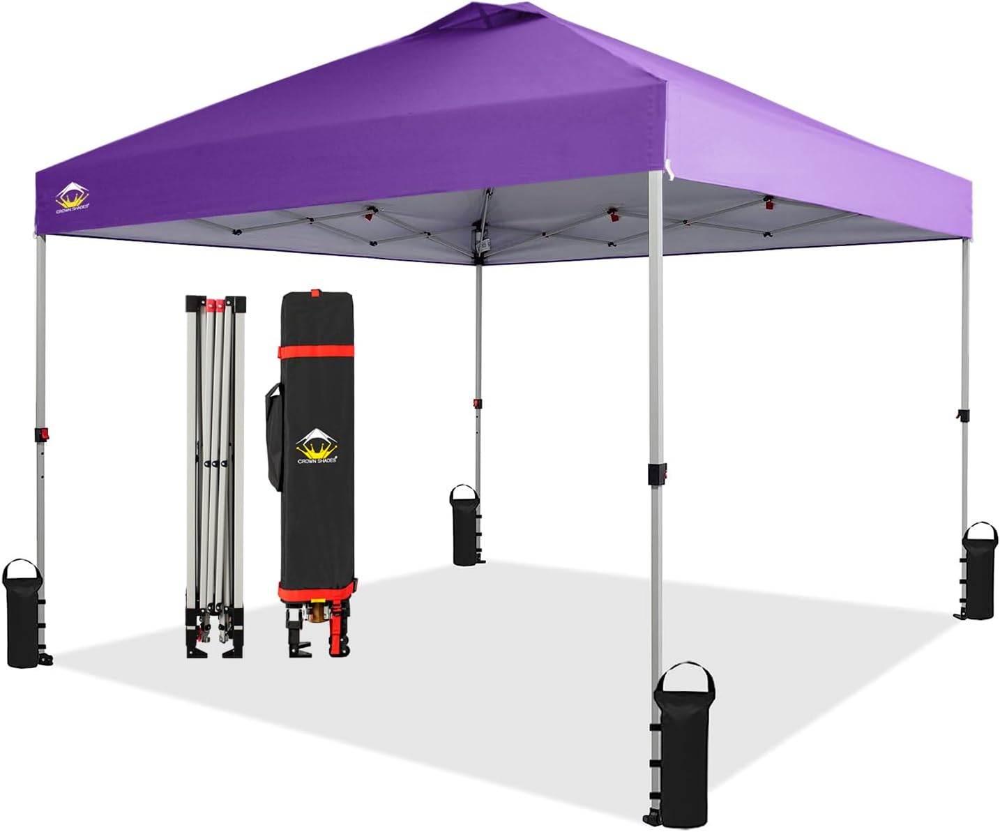 10x10 Pop-Up Awning - One-Click Installation Beach Tent - Outdoor Sunshade Silver Coated Top, 3 Heights and 4 Sand Pockets wourant