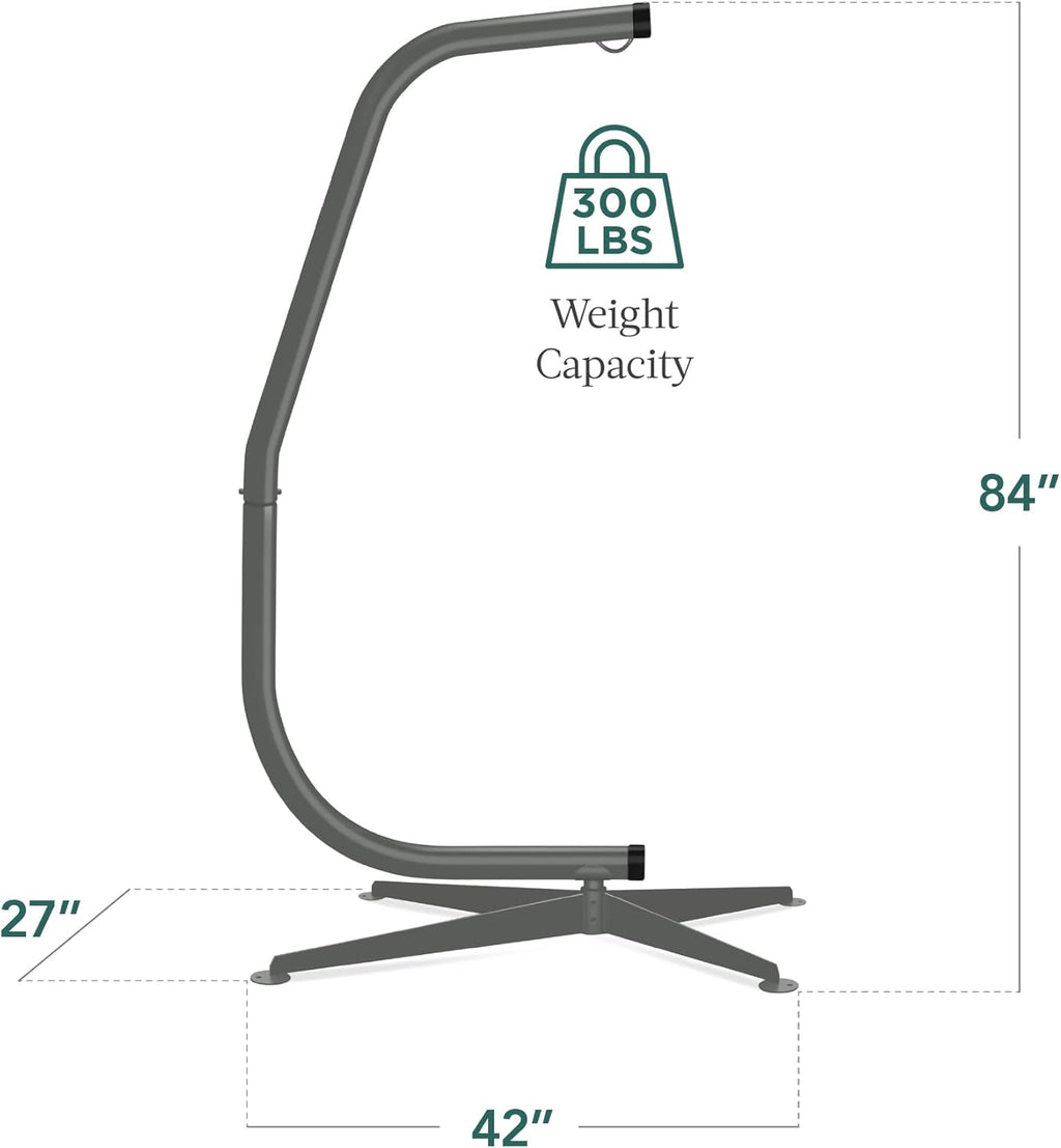 Best Choice Products Metal Hanging Hammock C-Stand for Chair/Weather-Resistant Finish, Offset Base - Stand Only - Black wourant