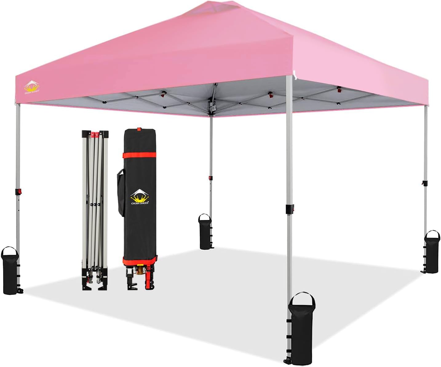 10x10 Pop-Up Awning - One-Click Installation Beach Tent - Outdoor Sunshade Silver Coated Top, 3 Heights and 4 Sand Pockets wourant