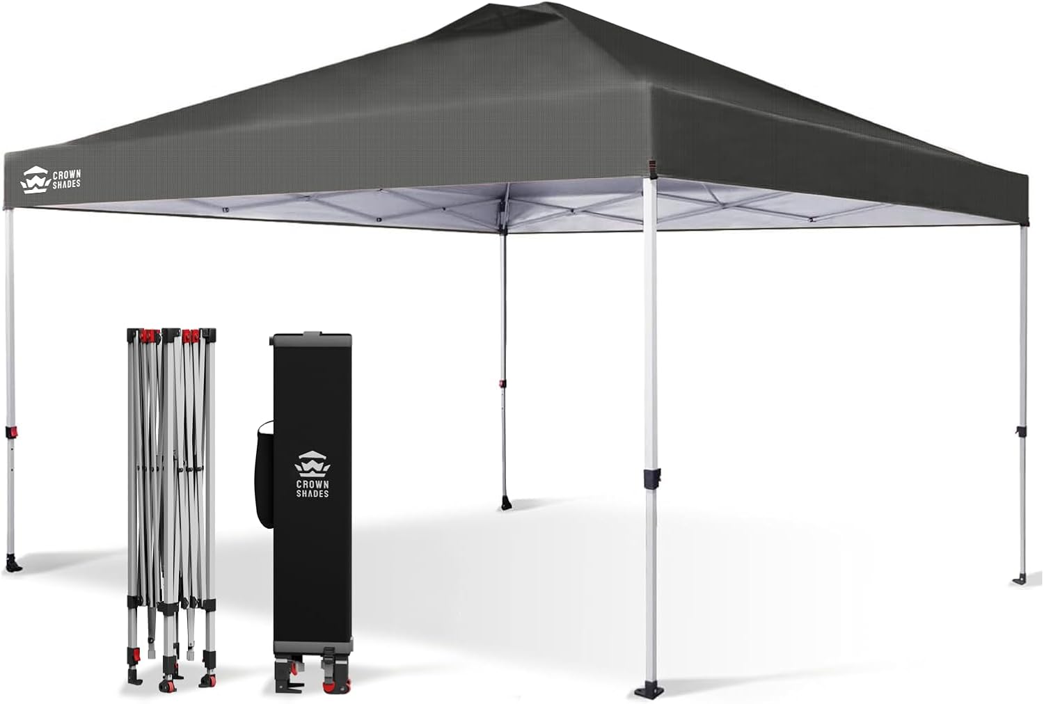 10x10 Pop-Up Awning - One-Click Installation Beach Tent - Outdoor Sunshade Silver Coated Top, 3 Heights and 4 Sand Pockets wourant