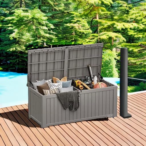 EAST OAK Outdoor Storage Box, 60 Gallon Deck Box Indoor and Outdoor Use, Waterproof Resin Storage Bin wourant