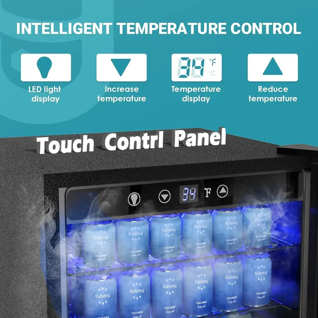 EUHOMY Beverage Refrigerator Cooler 130 Can Mini Fridge with Glass Door Beverage Cooler wourant