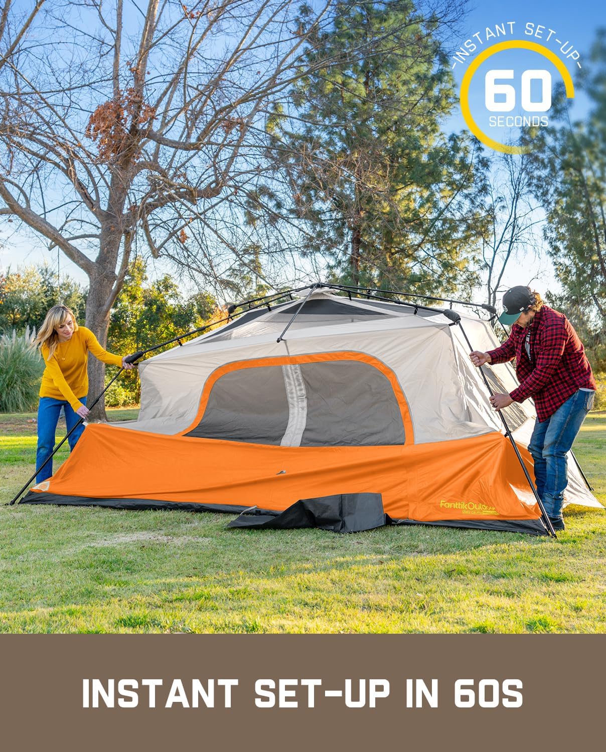 Portable camping tent for 4/6/8/10 people with instant cabin and rainproof and windproof wourant