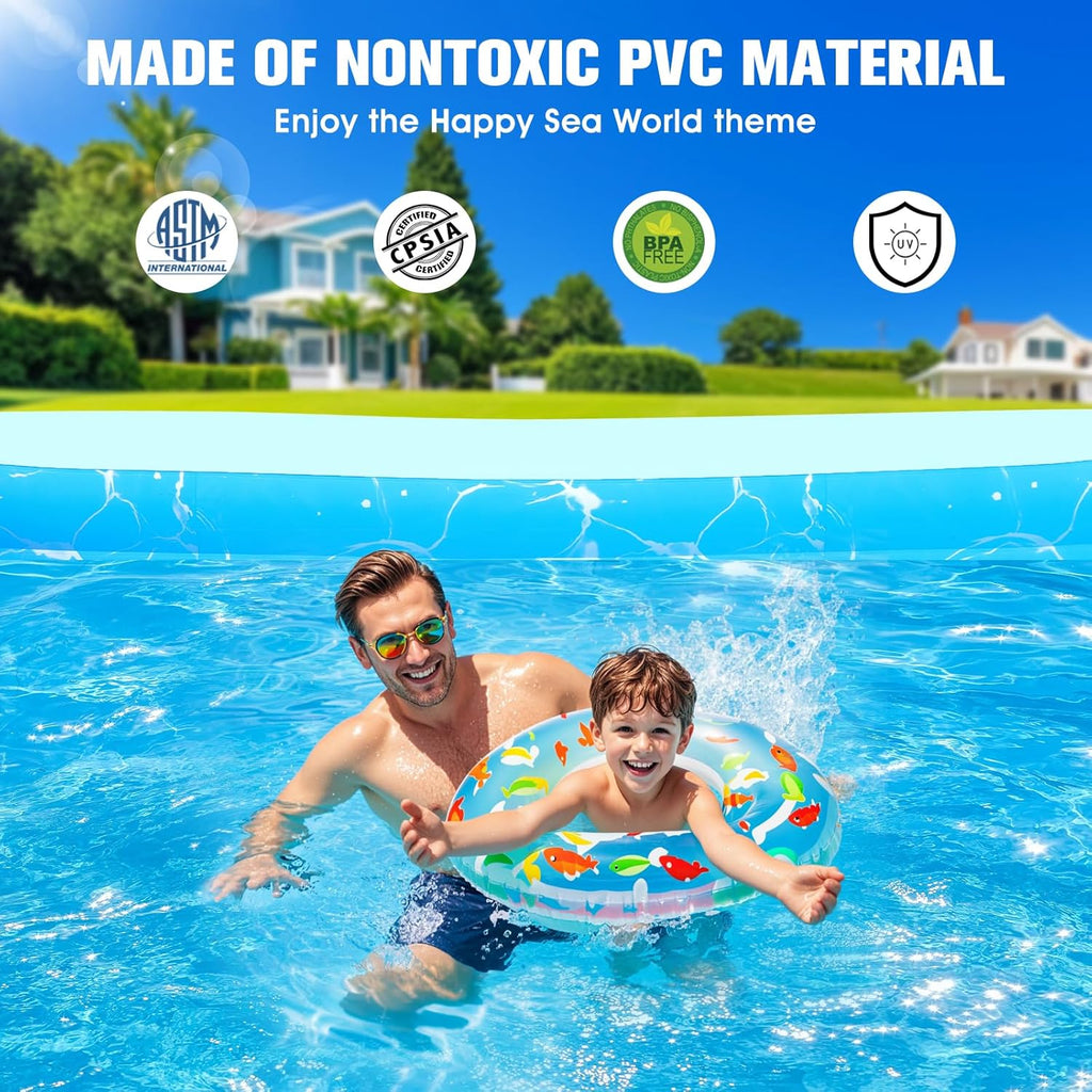 Inflatable Pool with Seat and Pool Lights Durable Thickened Large Size Family Inflatable Pools wourant
