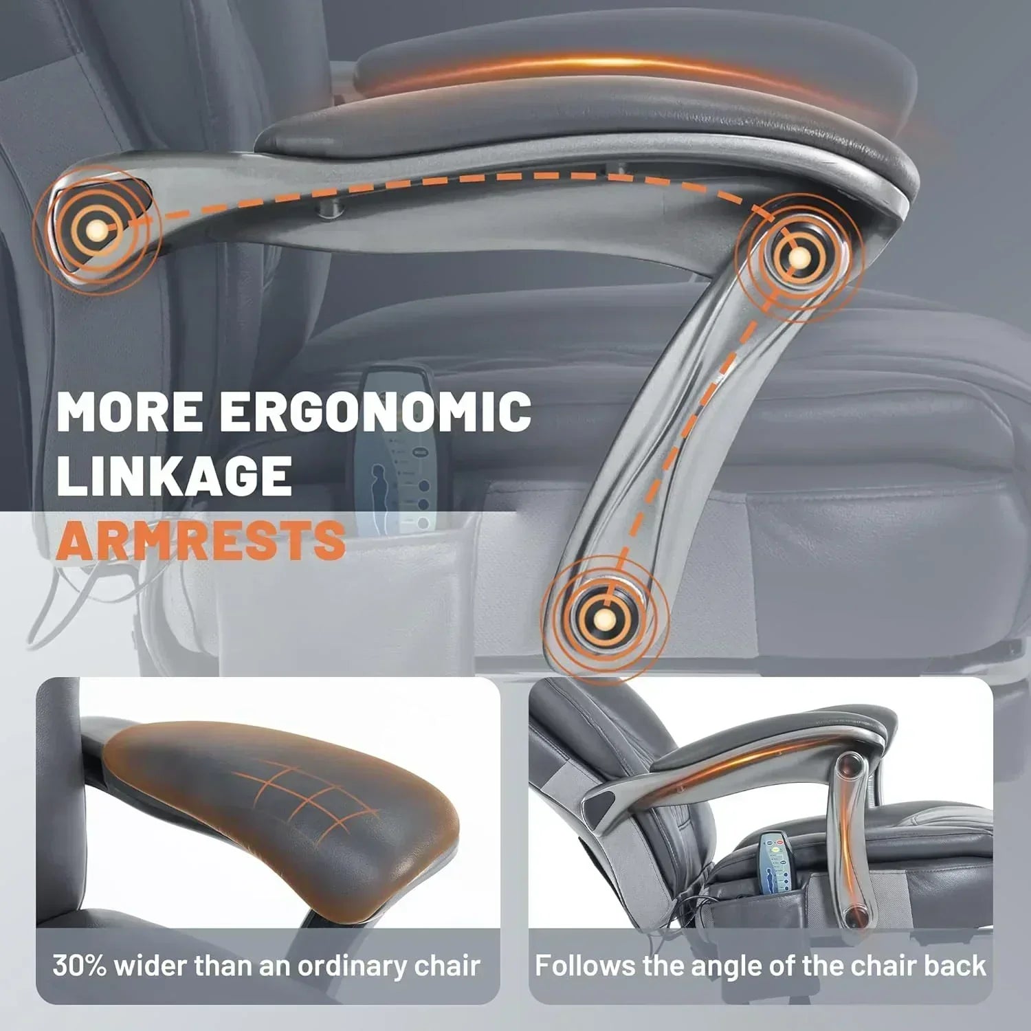 Massage Office Chair with Heating and Footrest Ergonomic Executive Reclining Office Chair wourant
