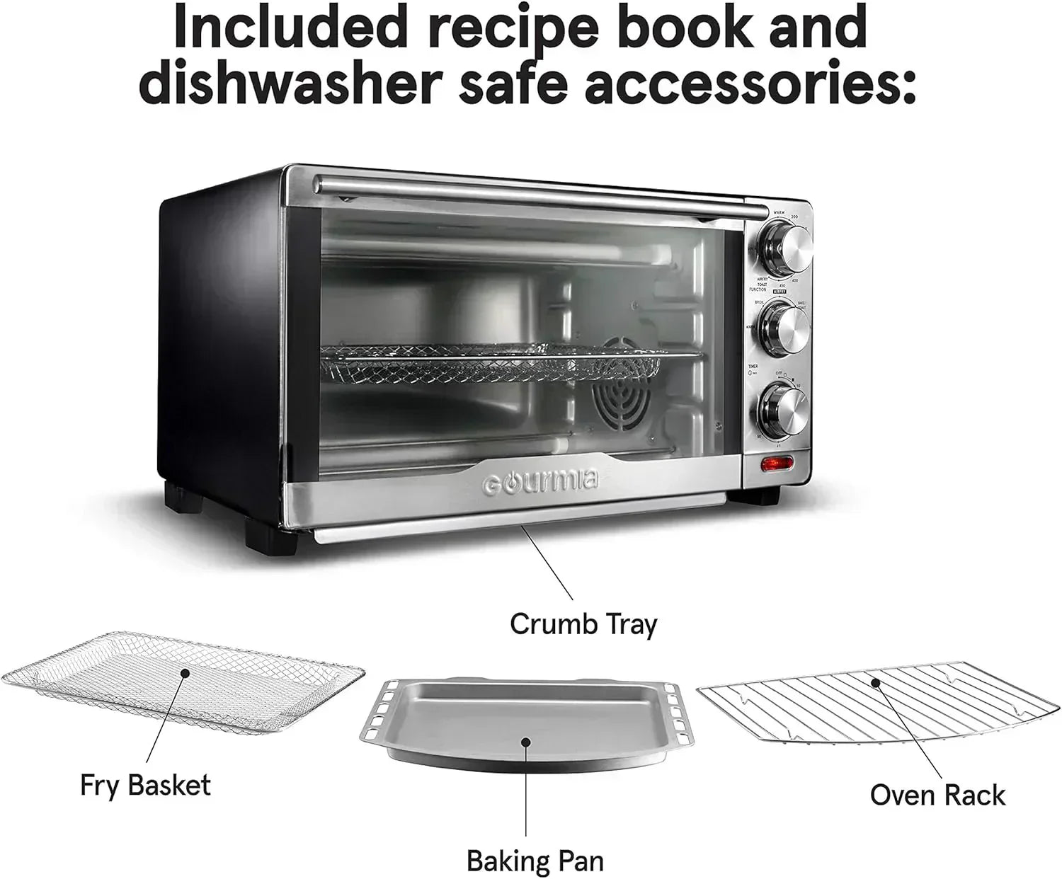 Gourmia Oven Air Fryer Combo with 17 Cooking Presets 24L Capacity Convection Rack wourant