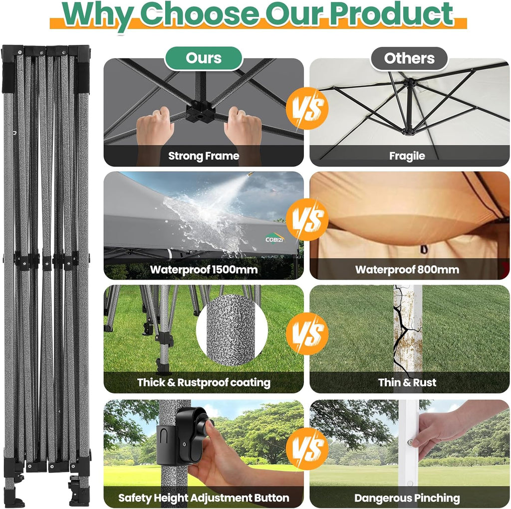 COBIZI 10x20 Heavy Duty Pop up Canopy Tent 6 sidewalls Commercial Canopy Wedding Party Tents wourant