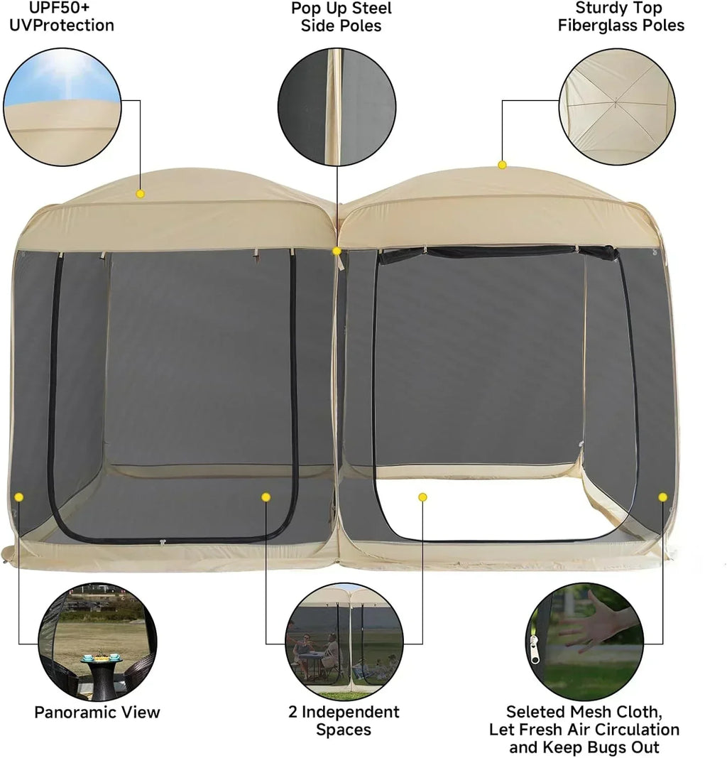 Screen gazebo sleeps 6-10-15 people Igloo-style canopy tent mosquito net on the sides Perfect wourant