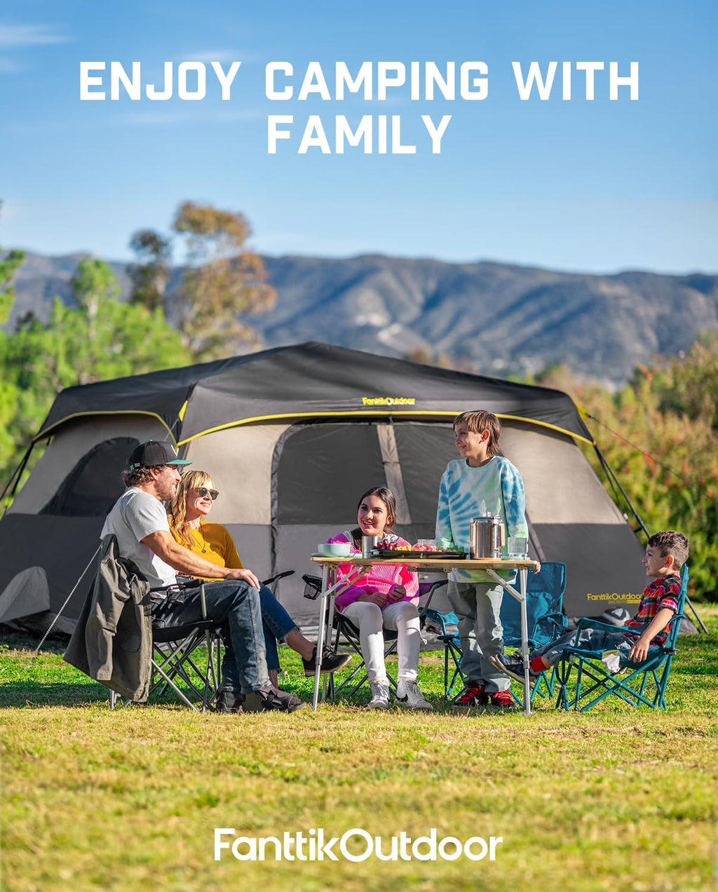 Portable camping tent for 4/6/8/10 people with instant cabin and rainproof and windproof wourant