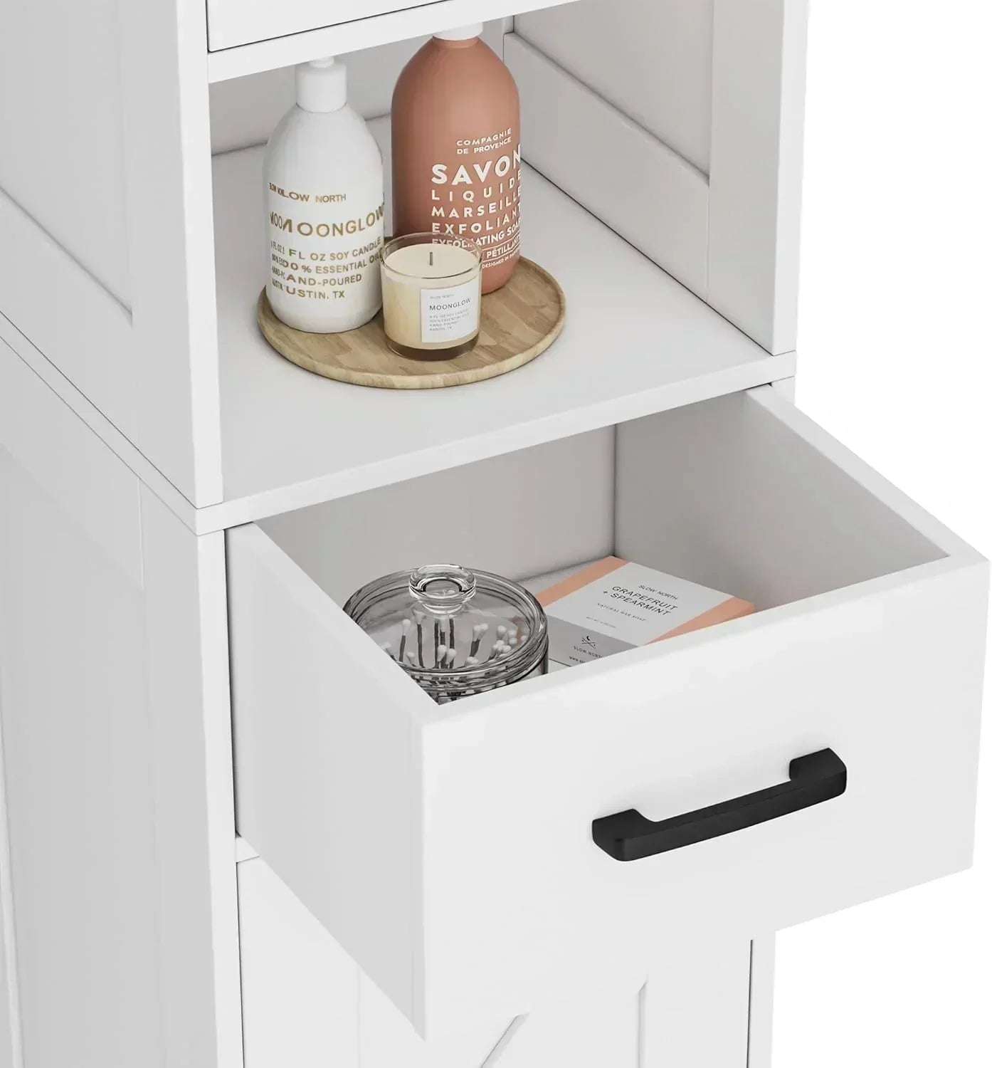 Homhedy 67" H Tall Bathroom Storage Cabinet with 2 Barn Doors and 1 Drawer Narrow Storage Unit wourant
