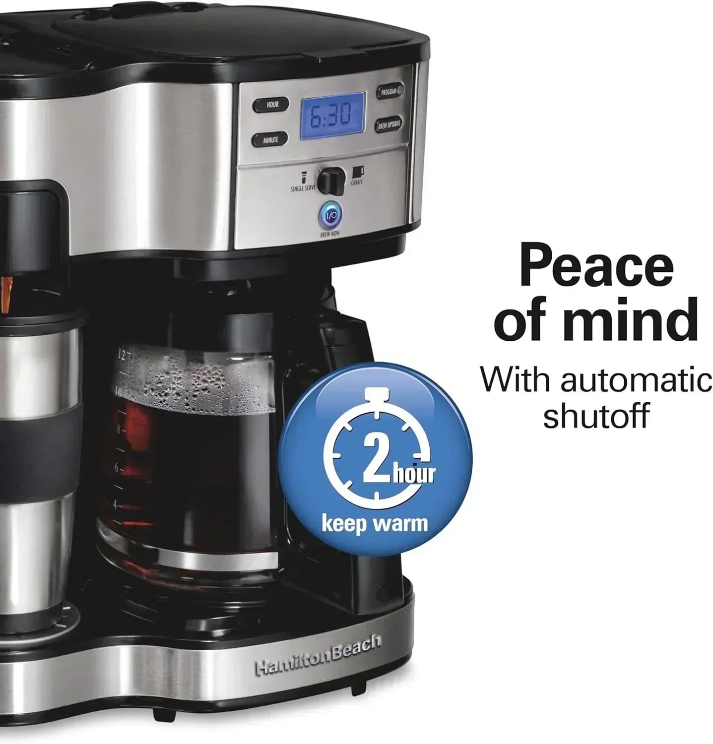 Hamilton Beach 2-Way 12 Cup Programmable Drip Coffee Maker Single Serve Machine Glass Carafe wourant