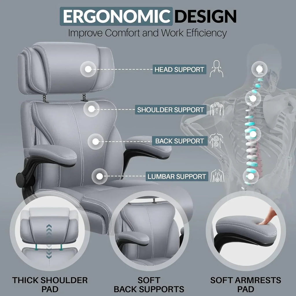 Office Chair Large High-Foot Computer Desk Chair Chair Lumbar Support Rotating Computer Chair wourant