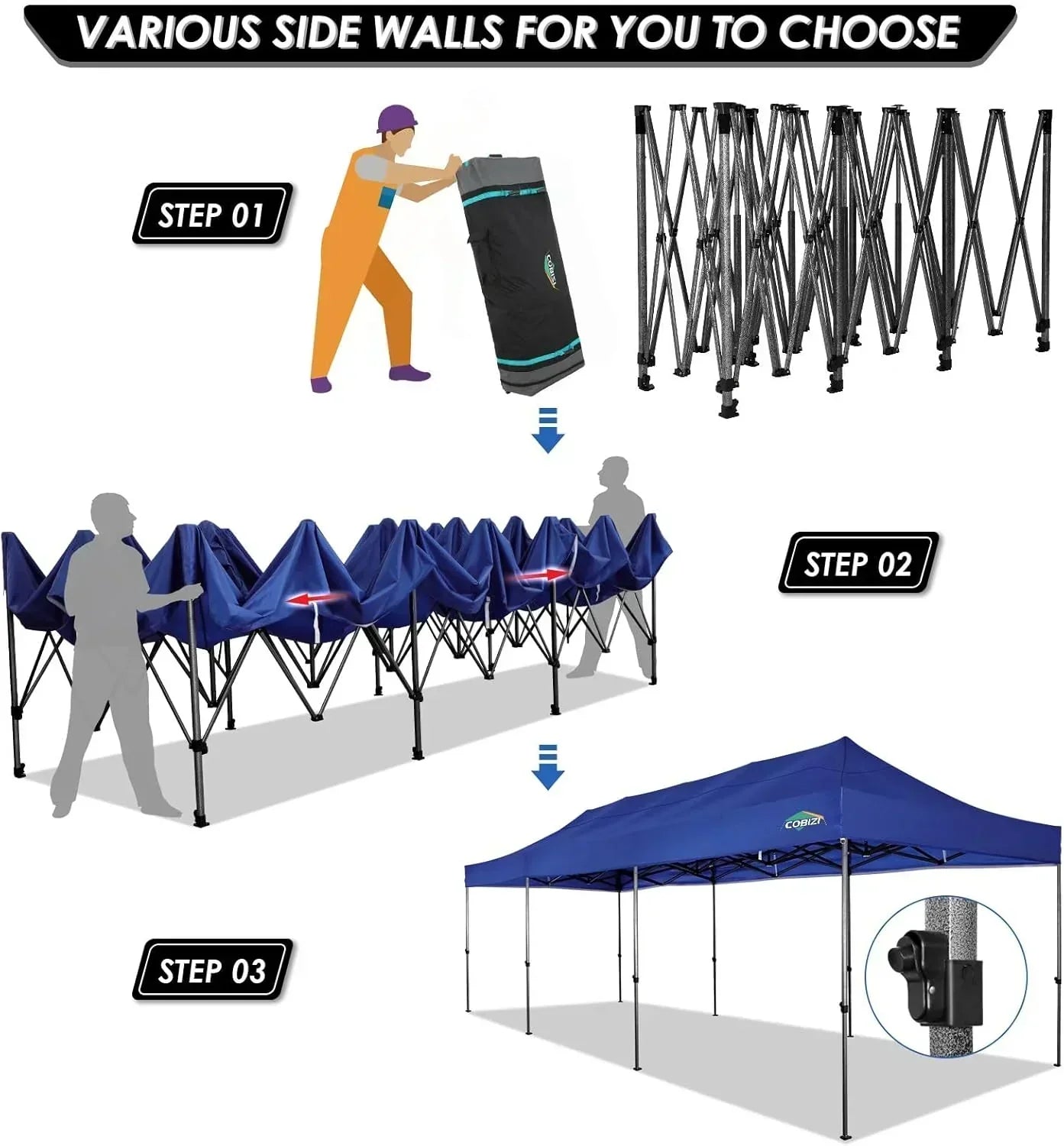 COBIZI 10x20 Heavy Duty Pop up Canopy Tent 6 sidewalls Commercial Canopy Wedding Party Tents wourant