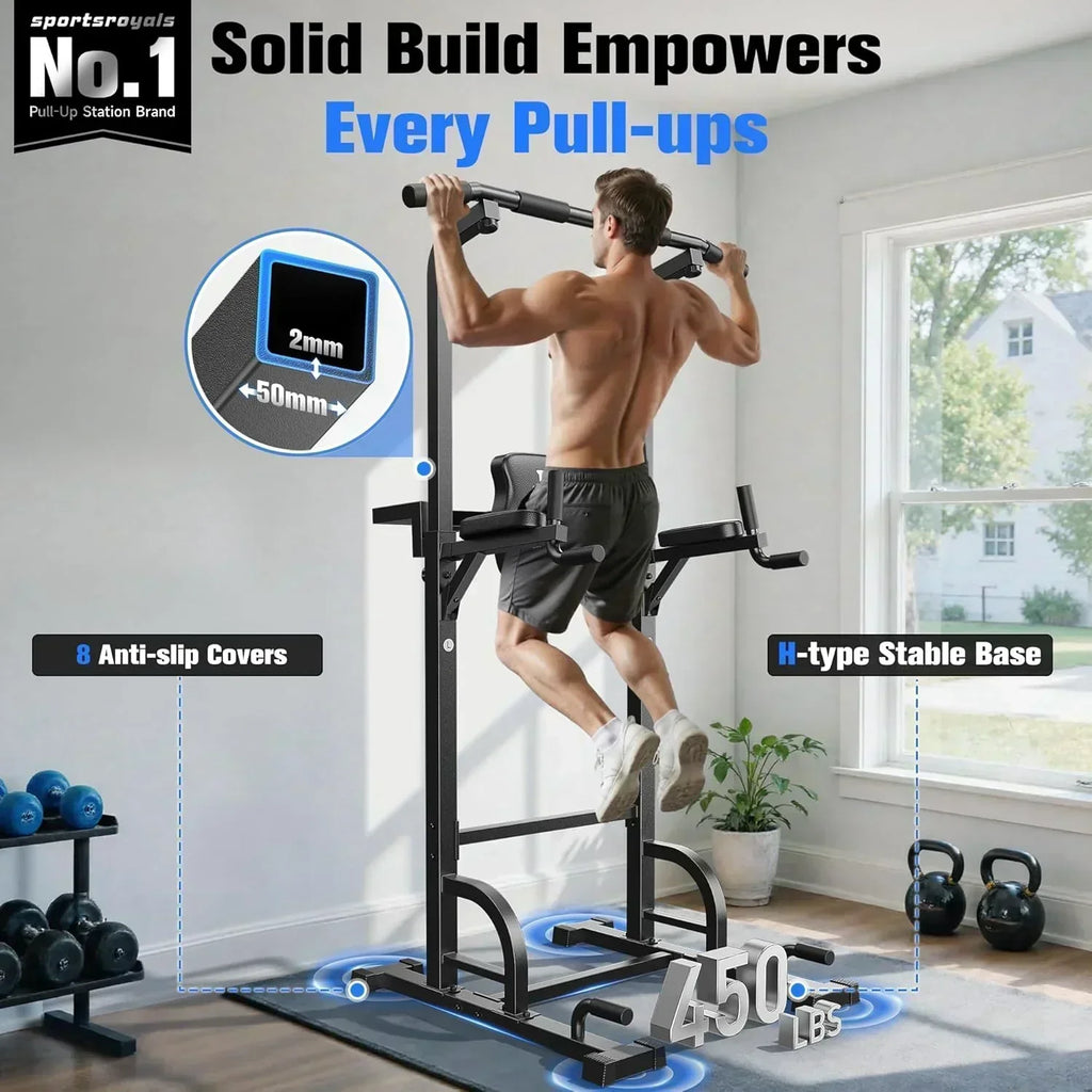 Sportsroyals Power Tower Pull Up Bar Station 450 lbs stable suspended immersion tilt station wourant