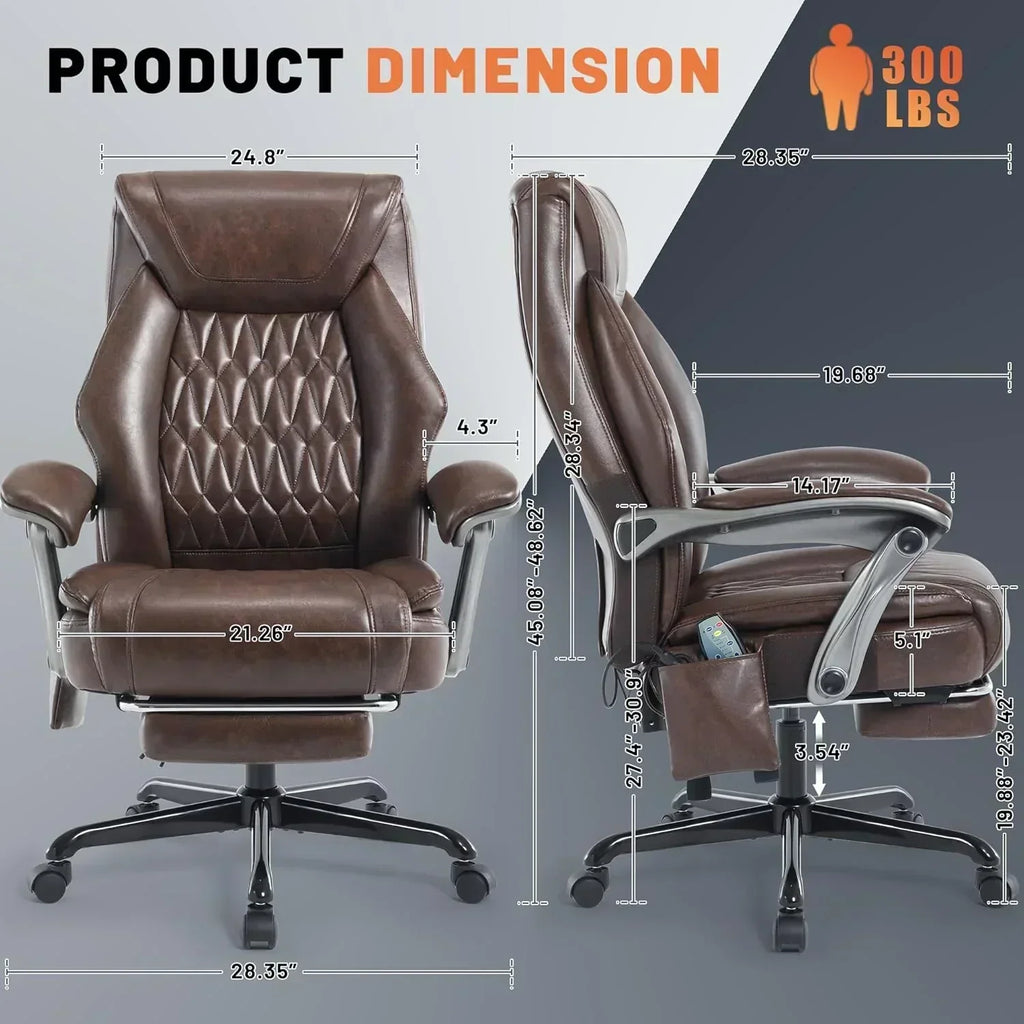 Massage Office Chair with Heating and Footrest Ergonomic Executive Reclining Office Chair wourant