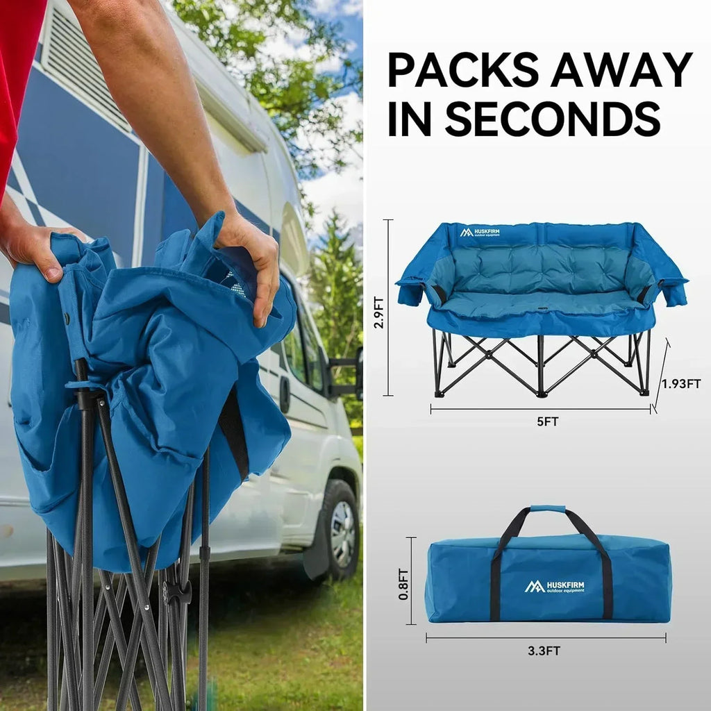 Camping Chair Upholstered Loveseat Heavy Duty Extra Large Camping Sofa Folding Sofa wourant
