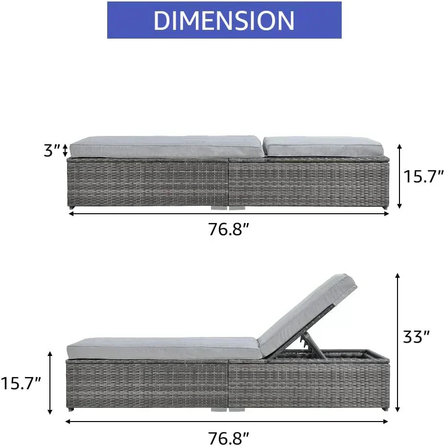 Patiorama Outdoor Patio Lounge Chair Elegant Reclining Adjustable Pool Rattan Chaise Chair wourant