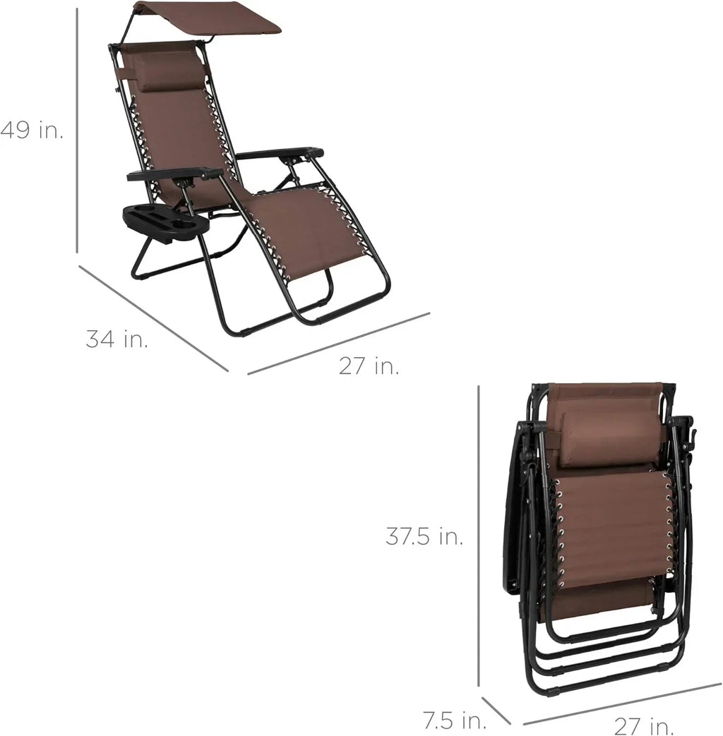 Best Choice Products Folding Zero Gravity Recliner Patio Lounge Chair Adjustable Canopy Shade wourant